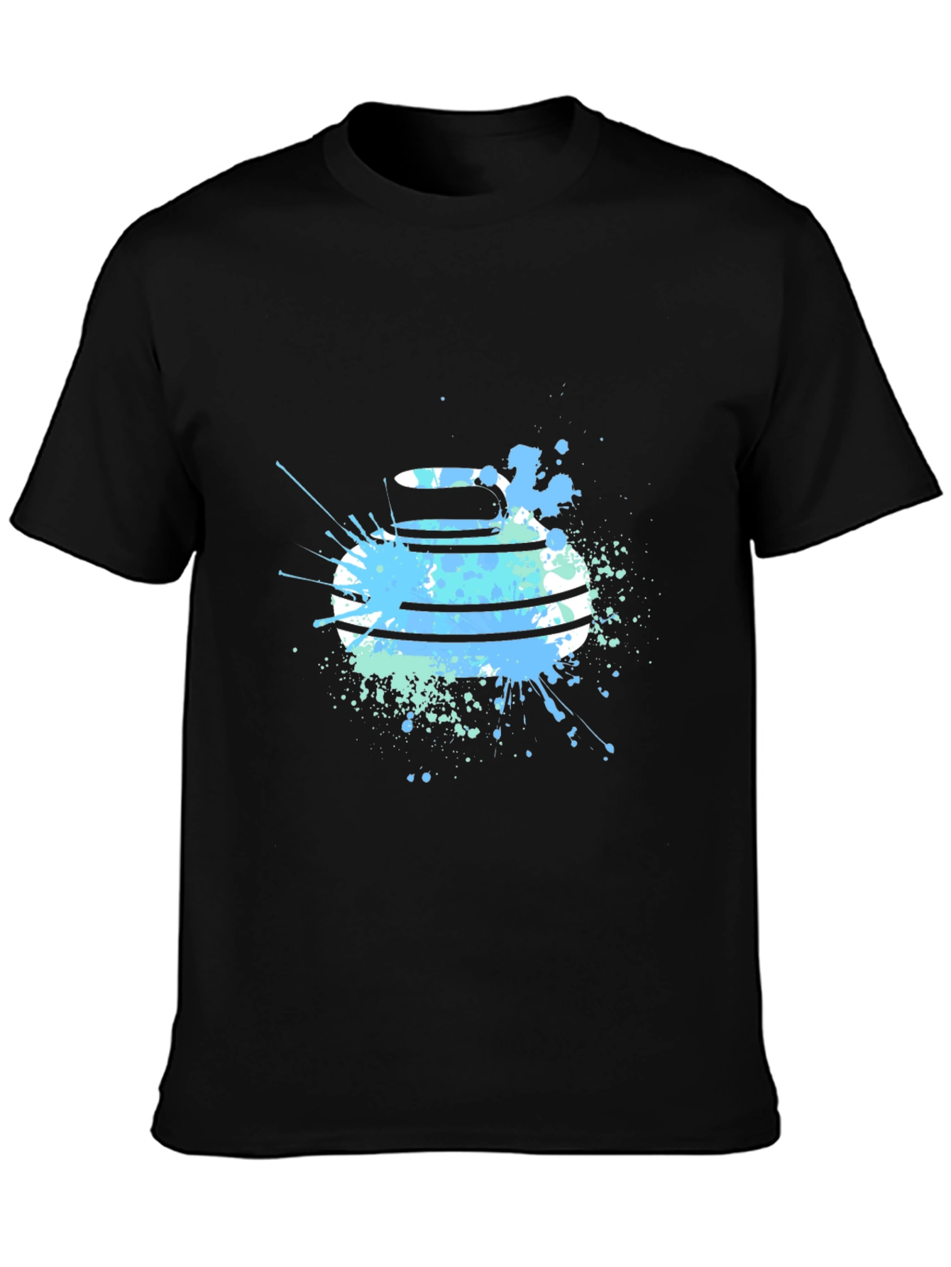 Abstract Curling Stone Graphic Tee - Black