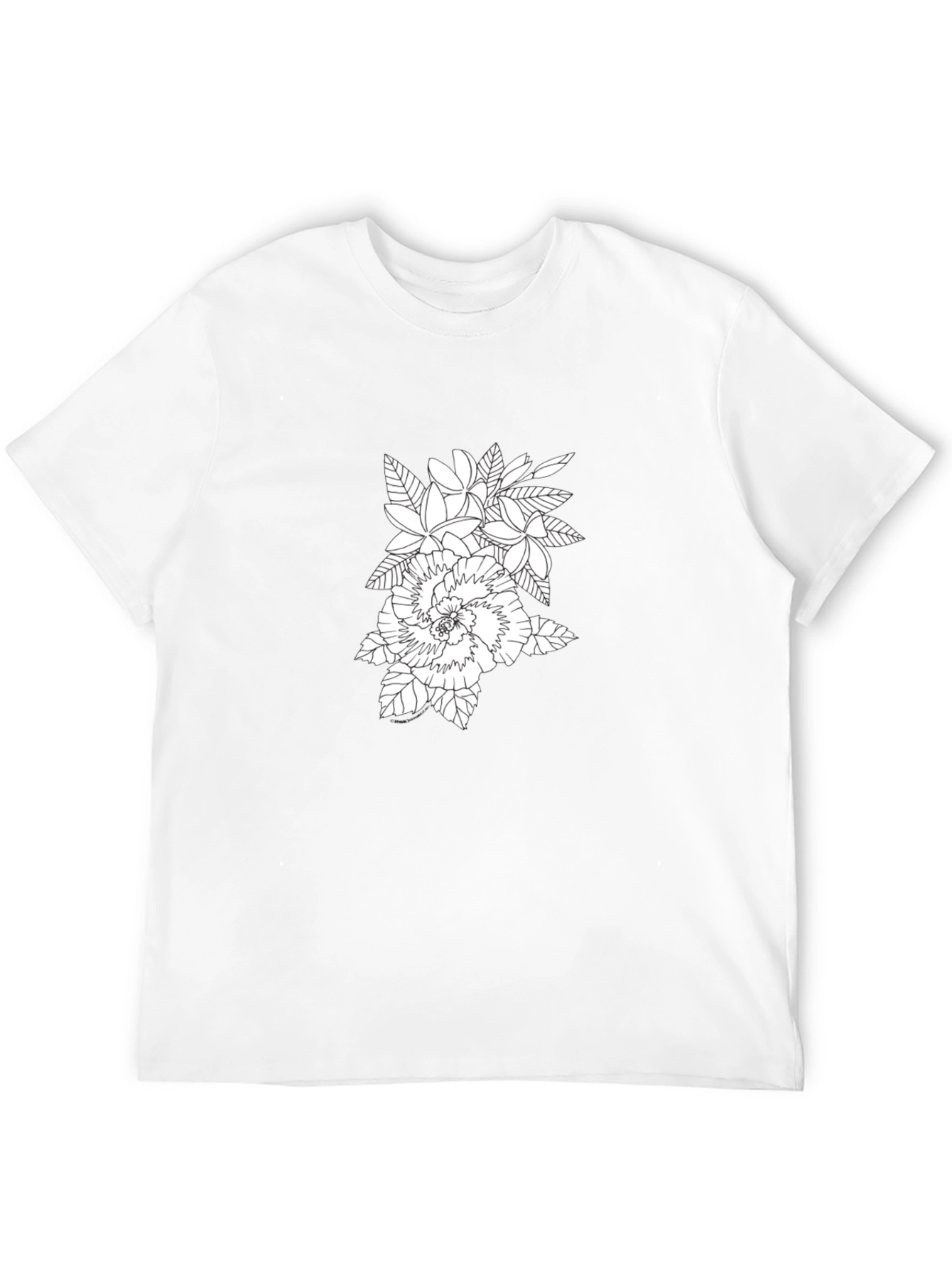 Floral Print Black Crew Neck T-Shirt