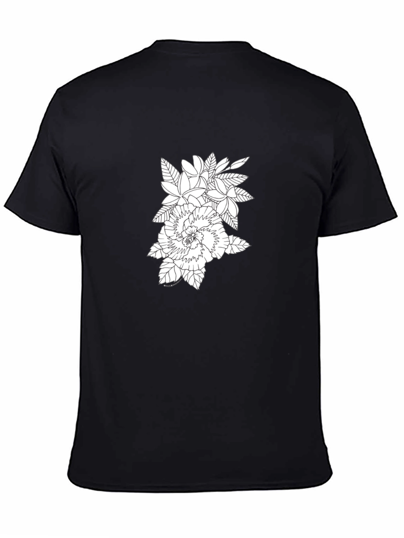 Floral Print Black Crew Neck T-Shirt