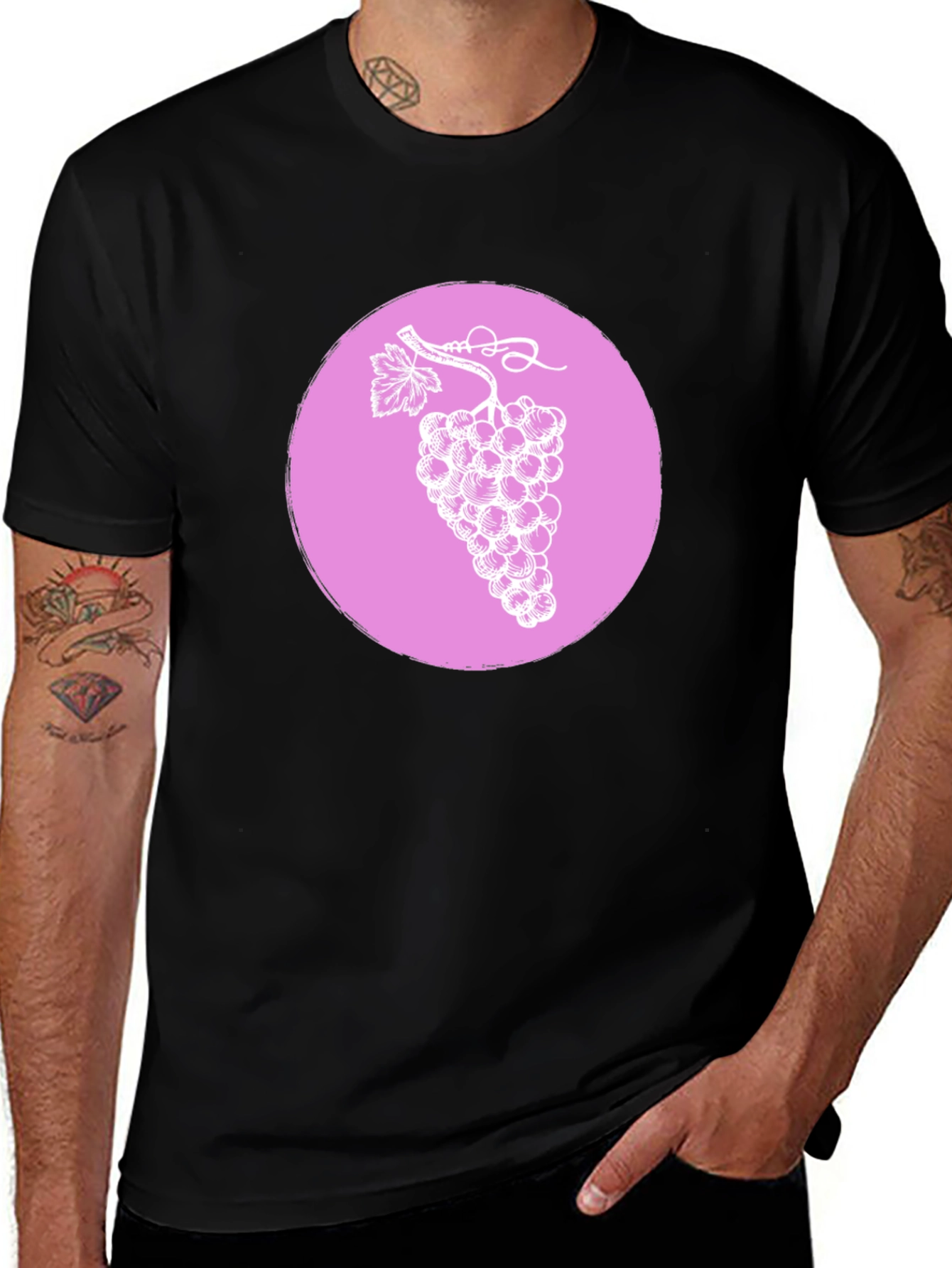 Grapes Graphic T-Shirt - Black Casual Tee