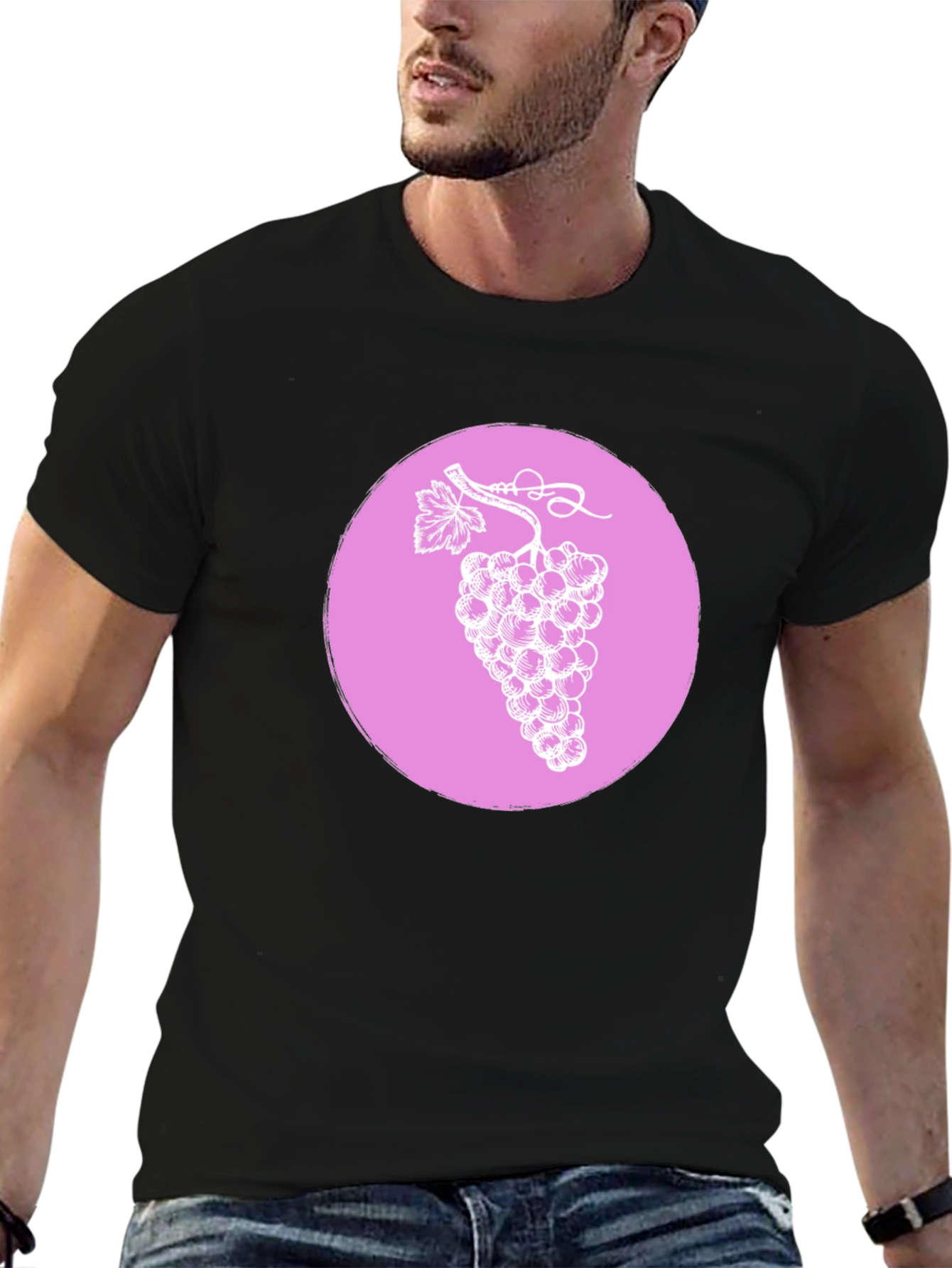 Grapes Graphic T-Shirt - Black Casual Tee