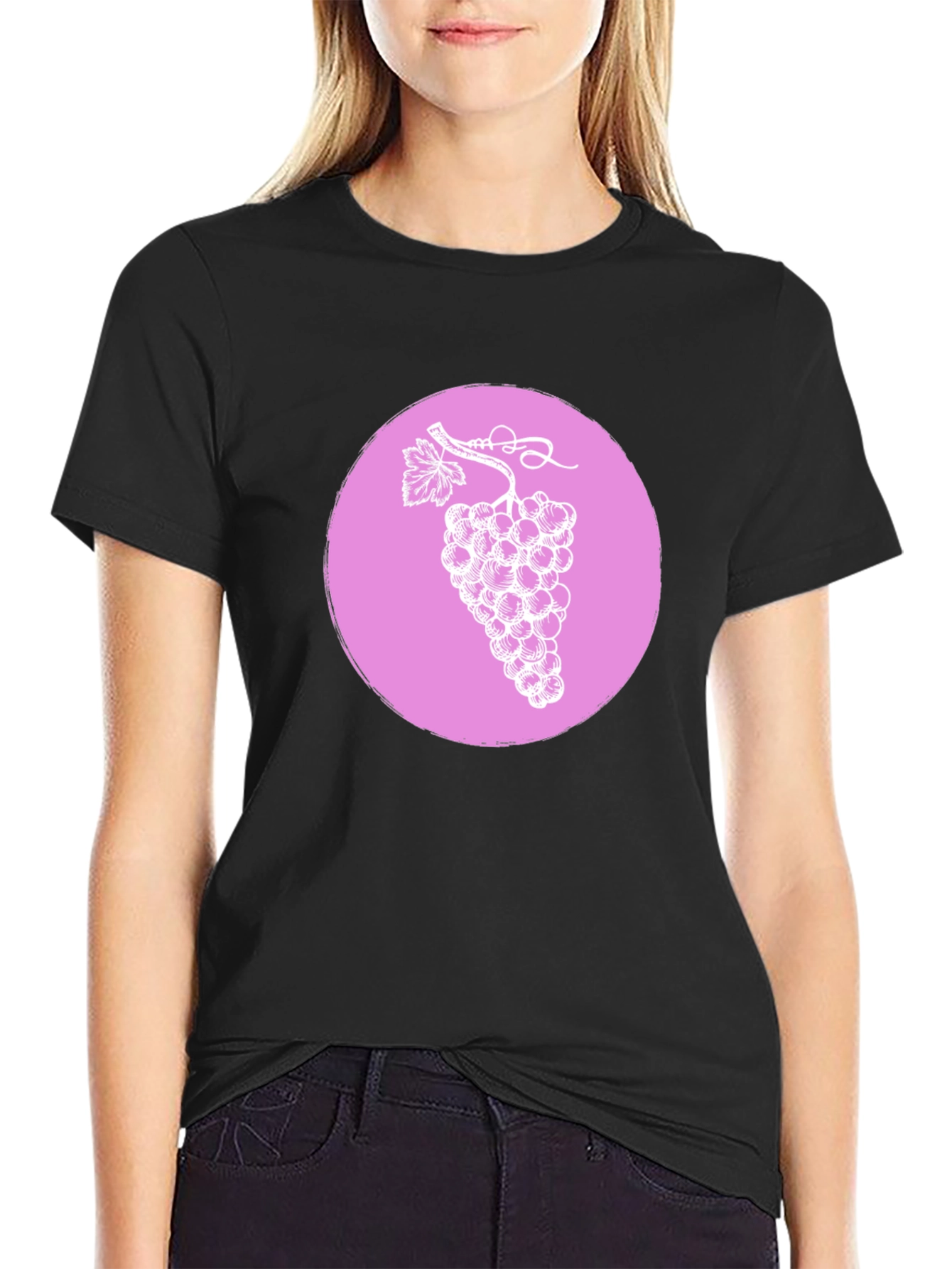 Grapes Graphic T-Shirt - Black Casual Tee