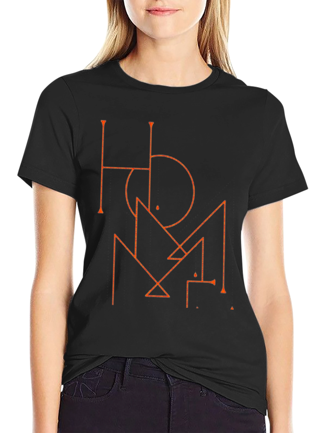 Geometric Graphic Print Mens Black T-Shirt
