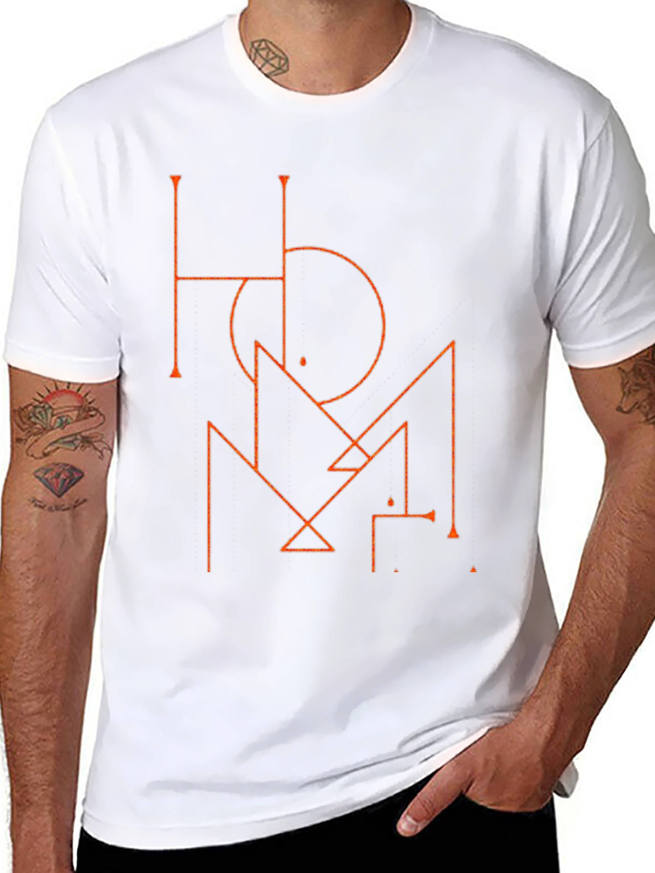 Geometric Graphic Print Mens Black T-Shirt