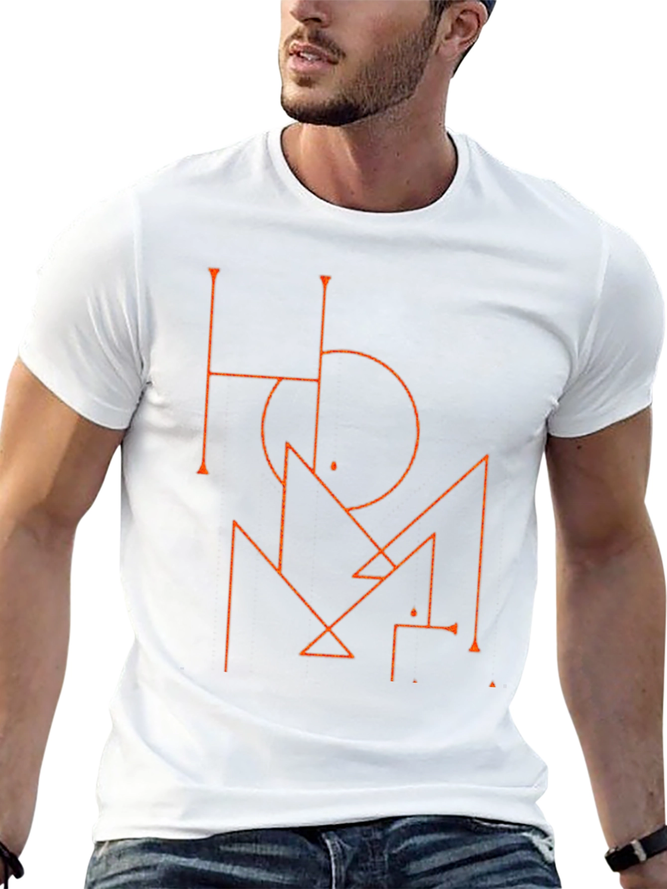 Geometric Graphic Print Mens Black T-Shirt