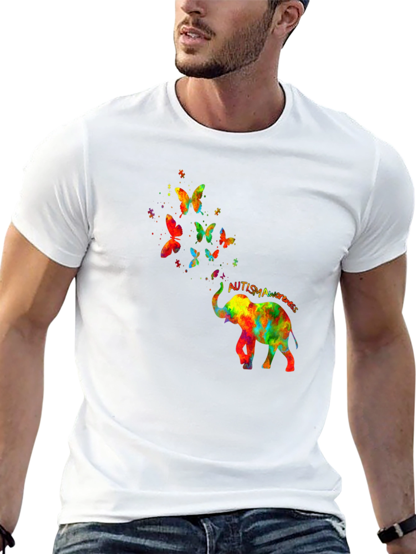 Autism Awareness Elephant Butterfly T-Shirt