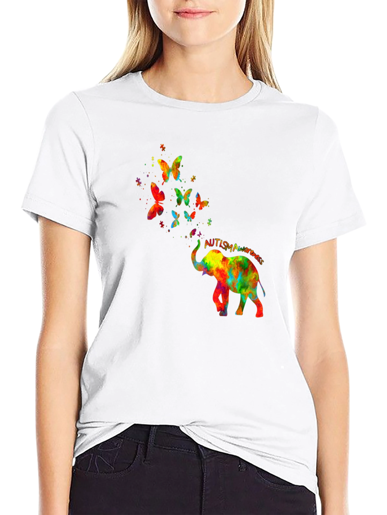 Autism Awareness Elephant Butterfly T-Shirt