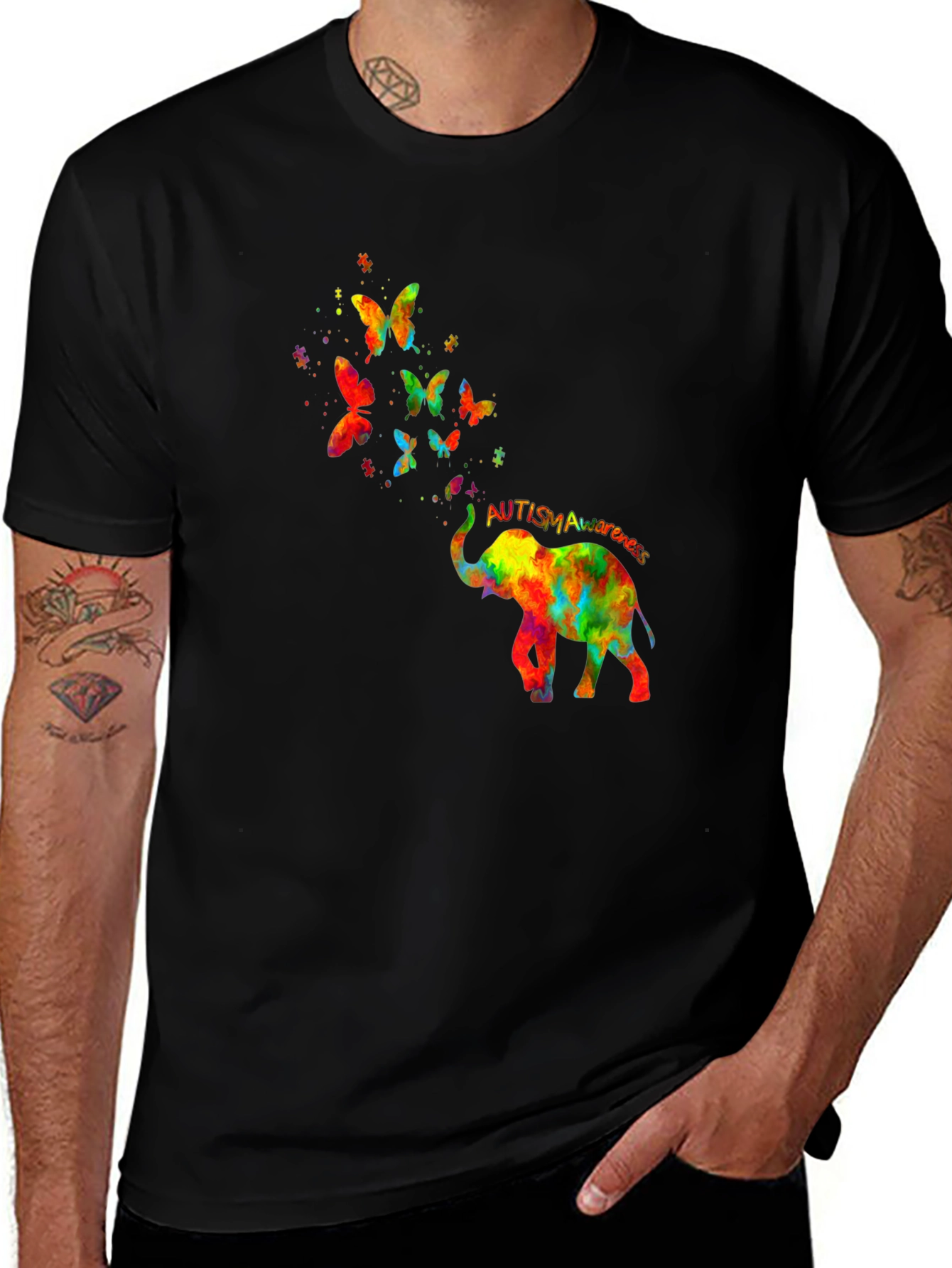 Autism Awareness Elephant Butterfly T-Shirt