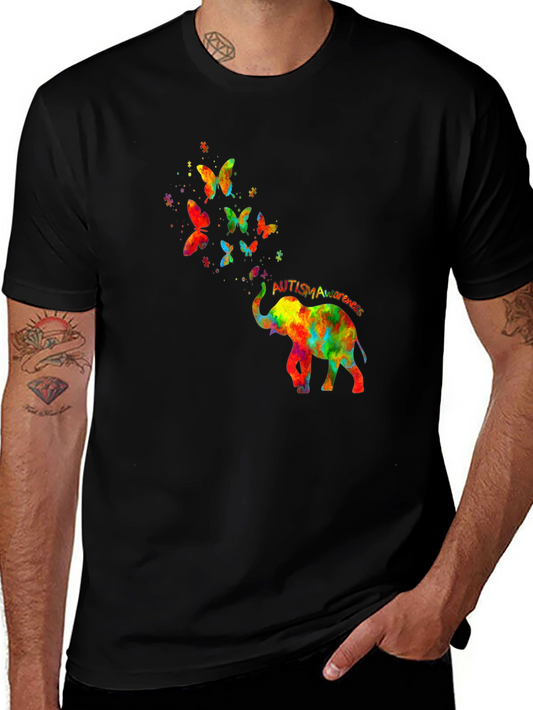 Autism Awareness Elephant Butterfly T-Shirt