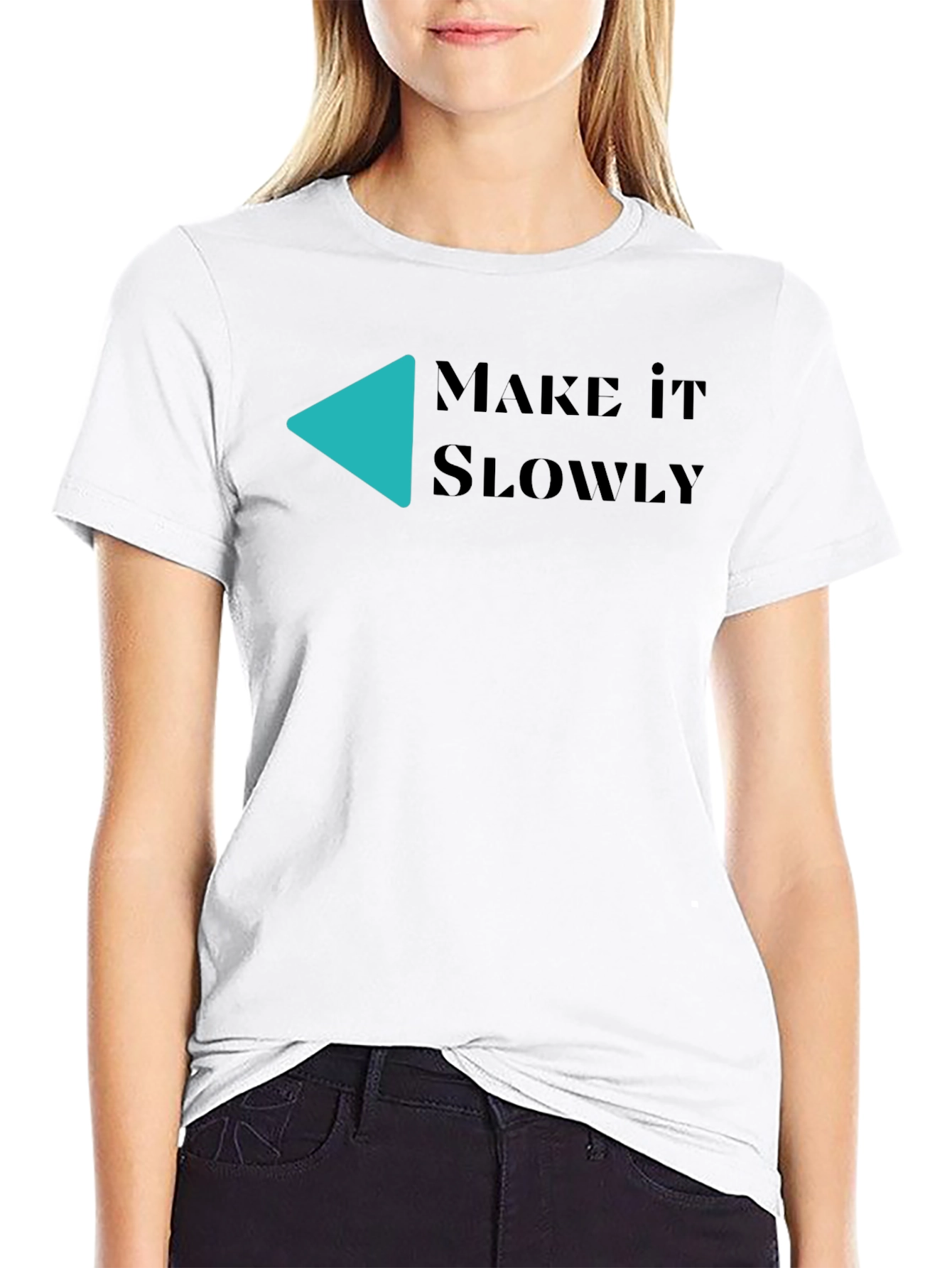 Make It Slowly Graphic Tee - Black Cotton T-Shirt
