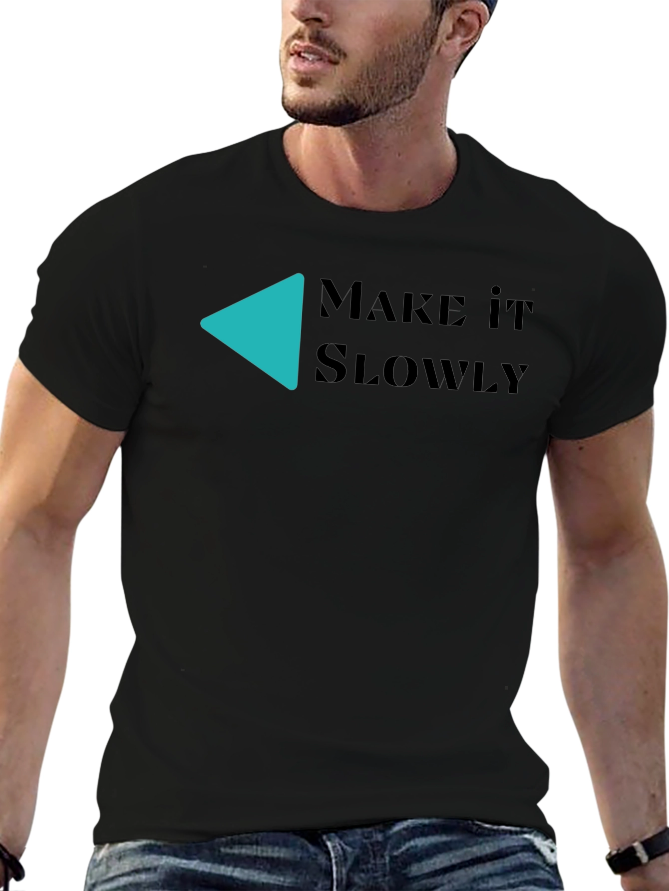 Make It Slowly Graphic Tee - Black Cotton T-Shirt
