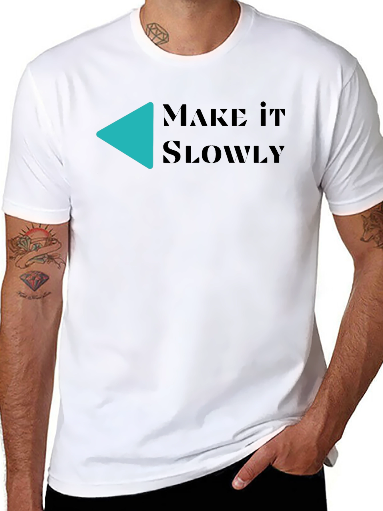 Make It Slowly Graphic Tee - Black Cotton T-Shirt