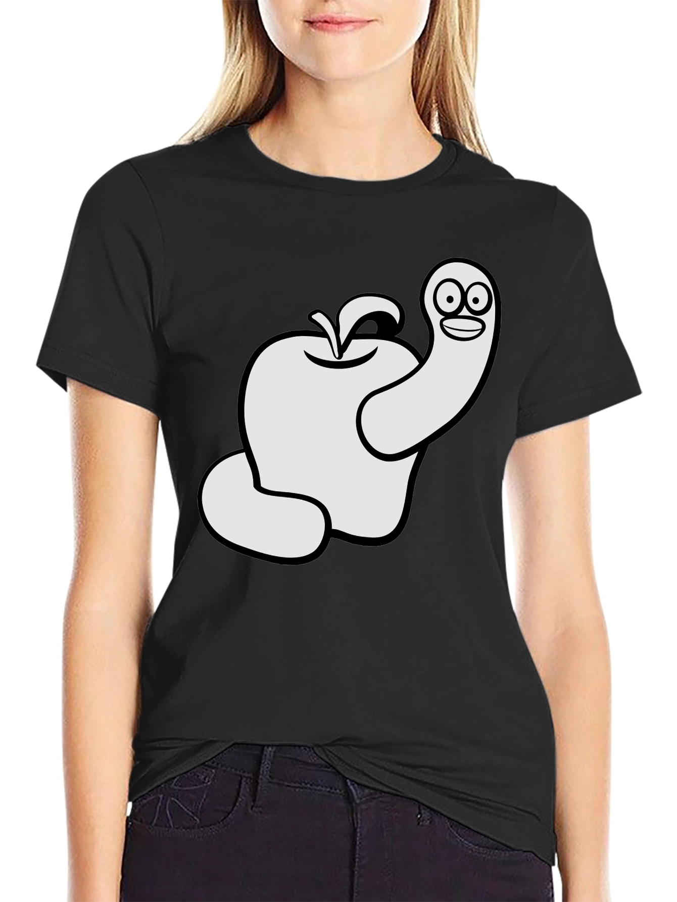 Worm Apple Graphic T-Shirt