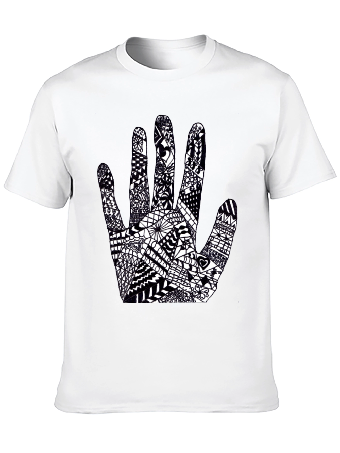 Black Tee with Hand Art Graphic