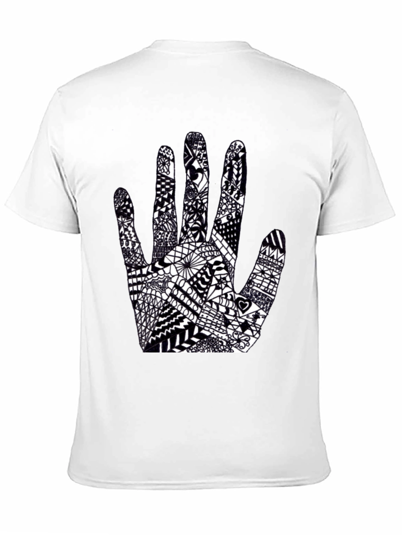 Black Tee with Hand Art Graphic