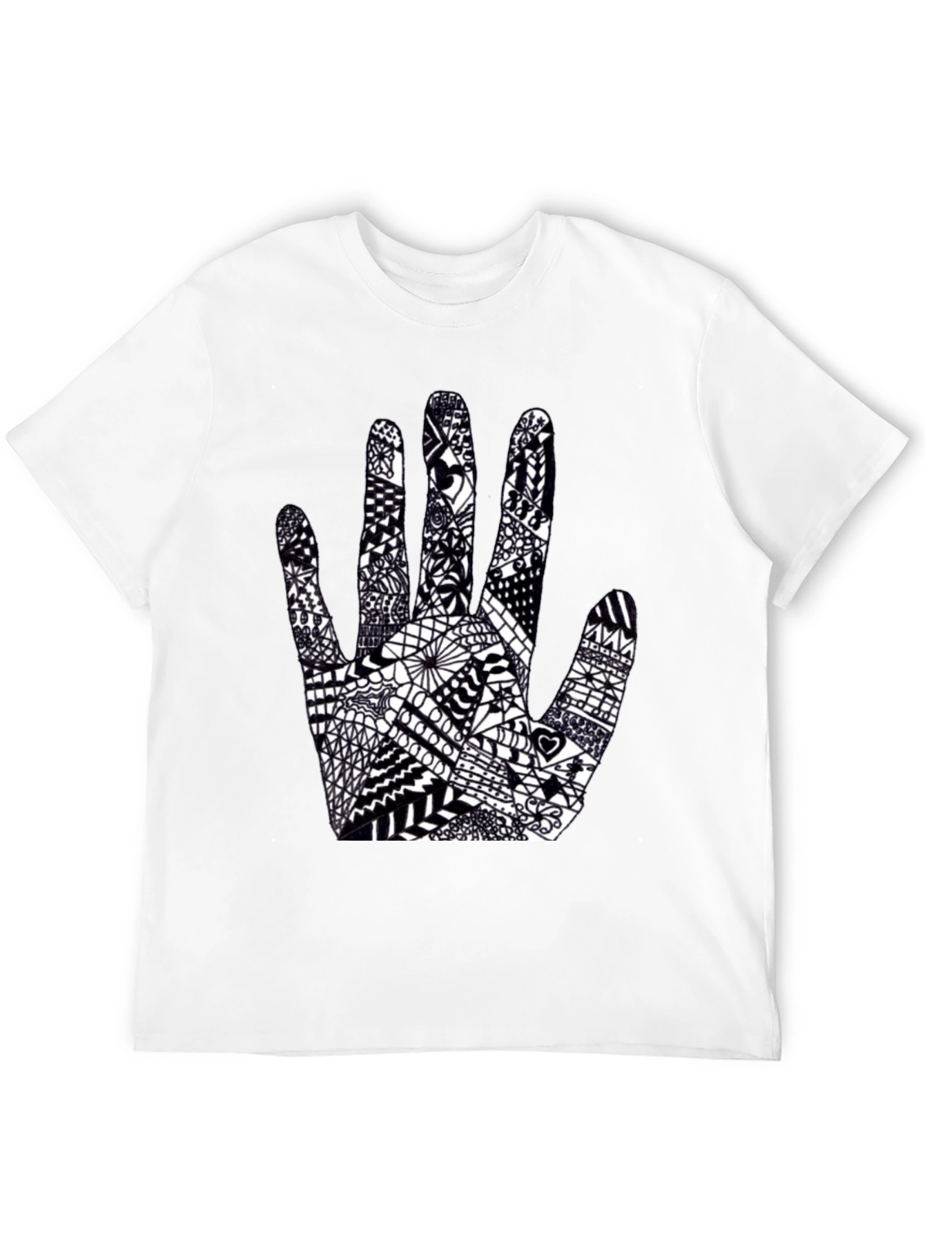 Black Tee with Hand Art Graphic