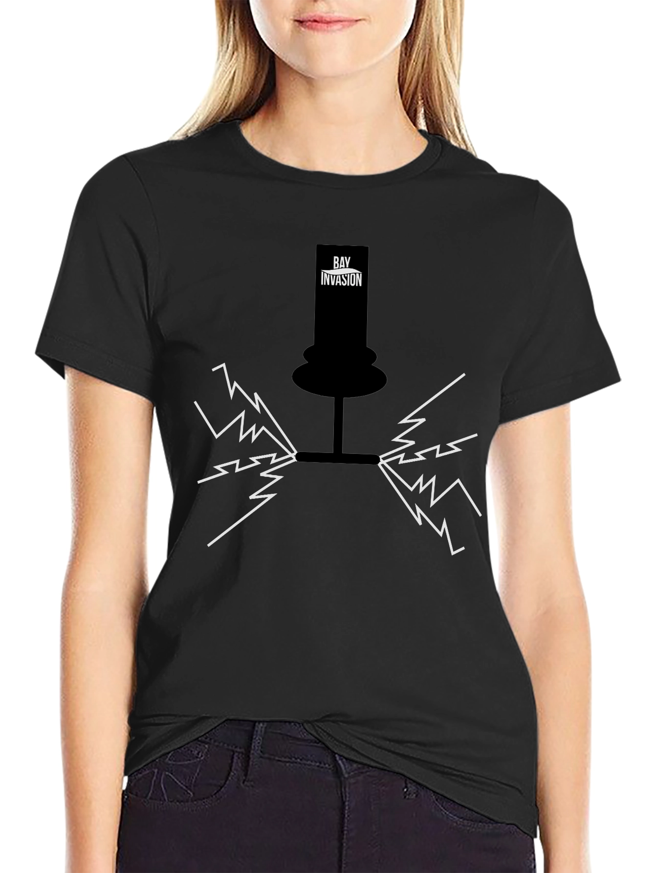 Bay Invasion Black Graphic T-Shirt