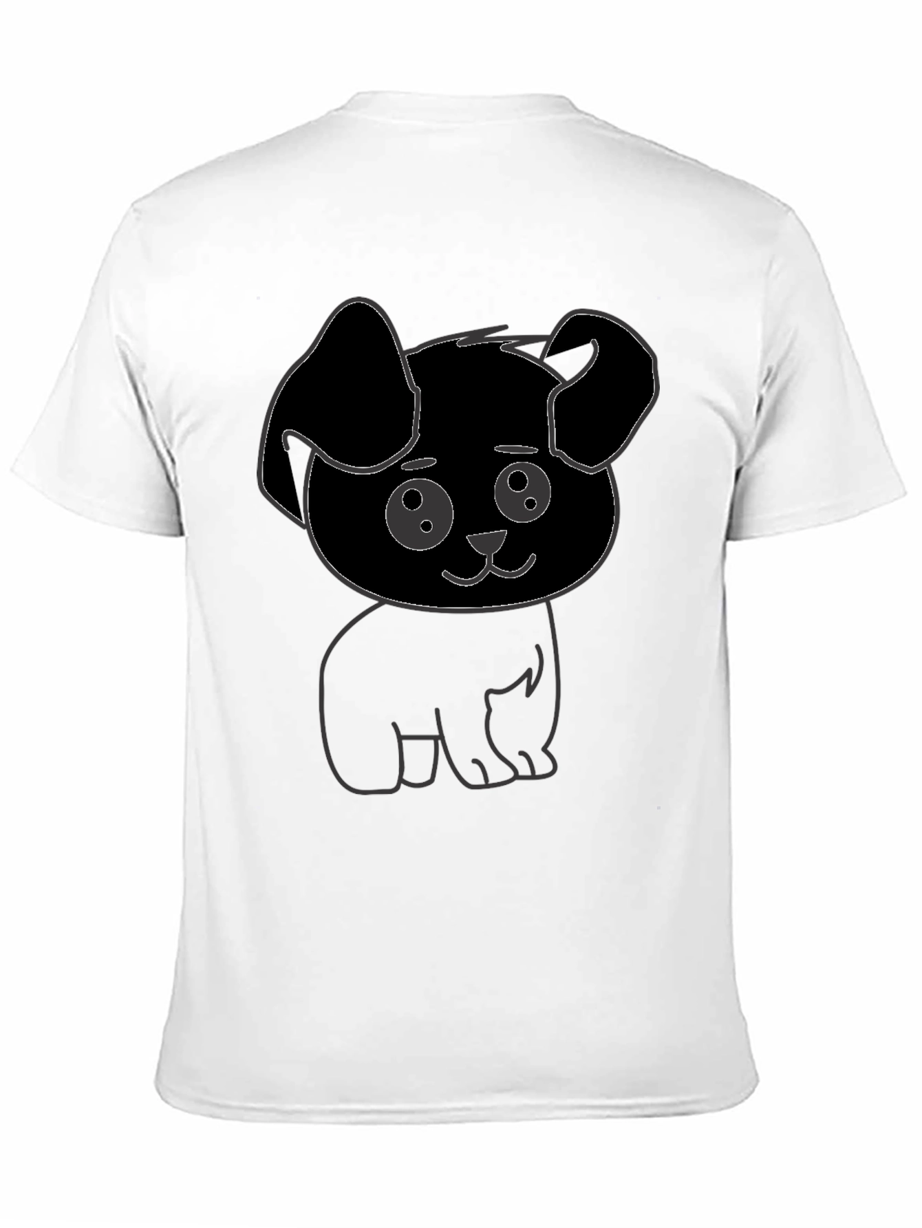 Cute Puppy Graphic Print Black T-Shirt