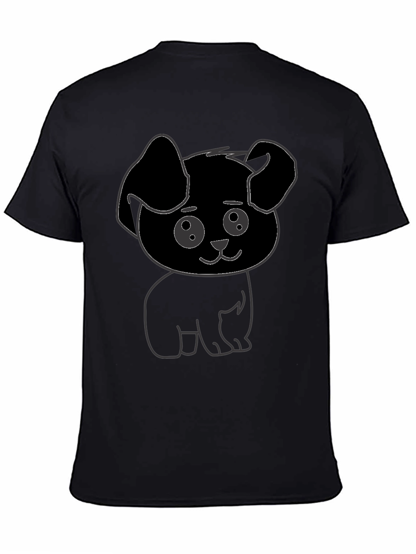 Cute Puppy Graphic Print Black T-Shirt
