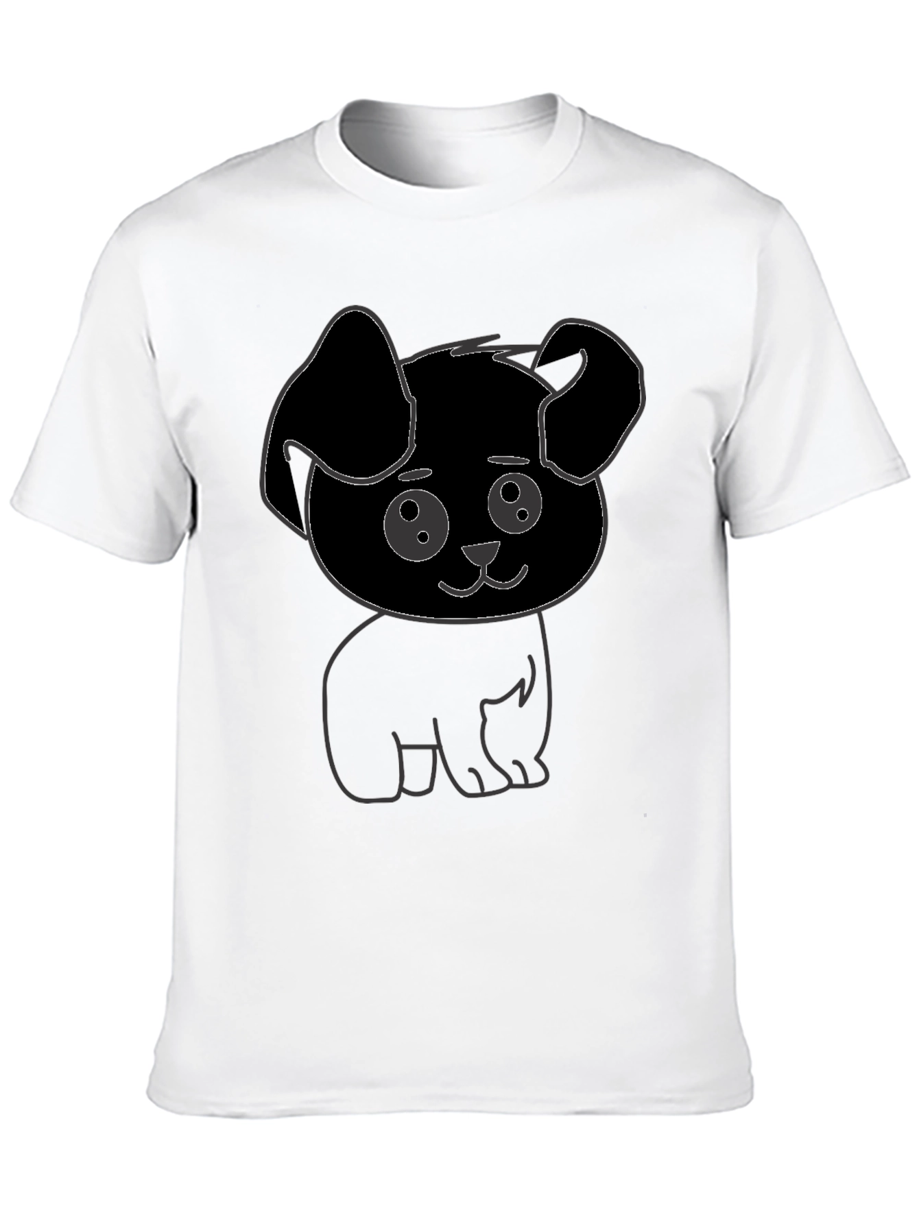 Cute Puppy Graphic Print Black T-Shirt