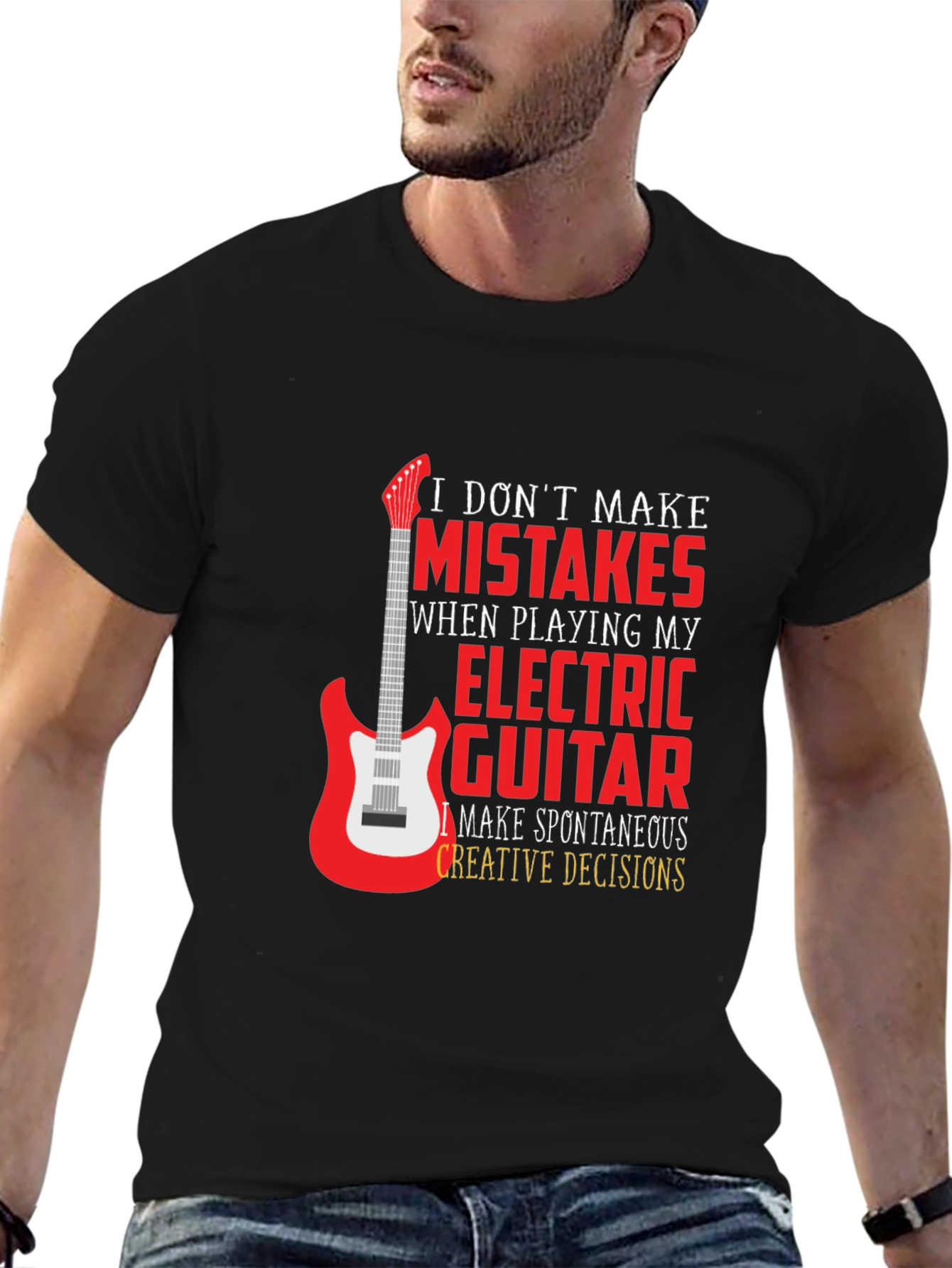 Electric Guitar Player Black Graphic T-Shirt