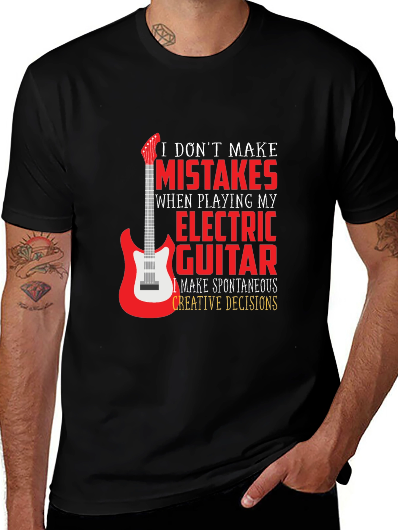 Electric Guitar Player Black Graphic T-Shirt