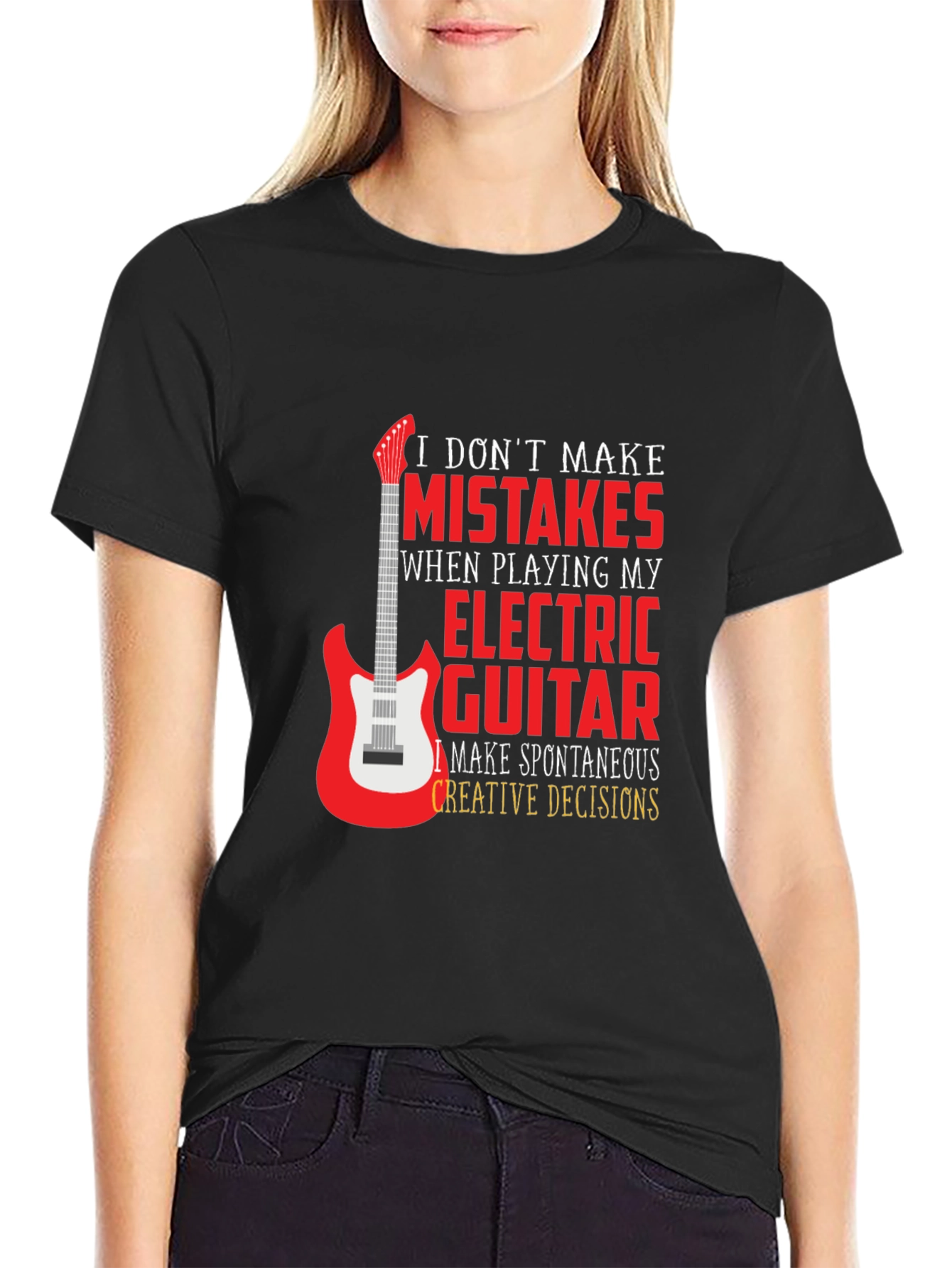 Electric Guitar Player Black Graphic T-Shirt
