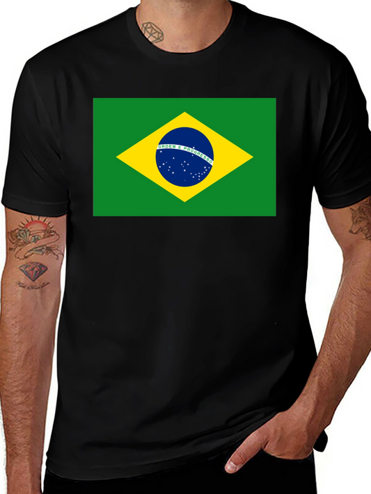Brazil Flag T-Shirt - Black Cotton Tee