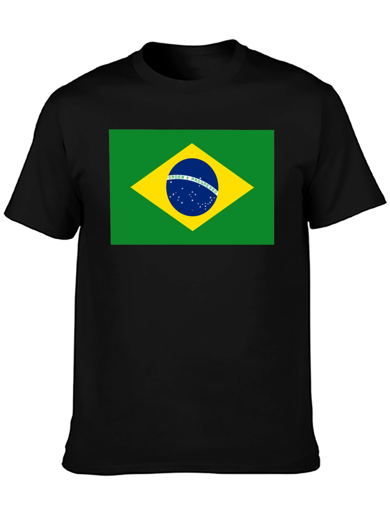 Brazil Flag T-Shirt - Black Cotton Tee