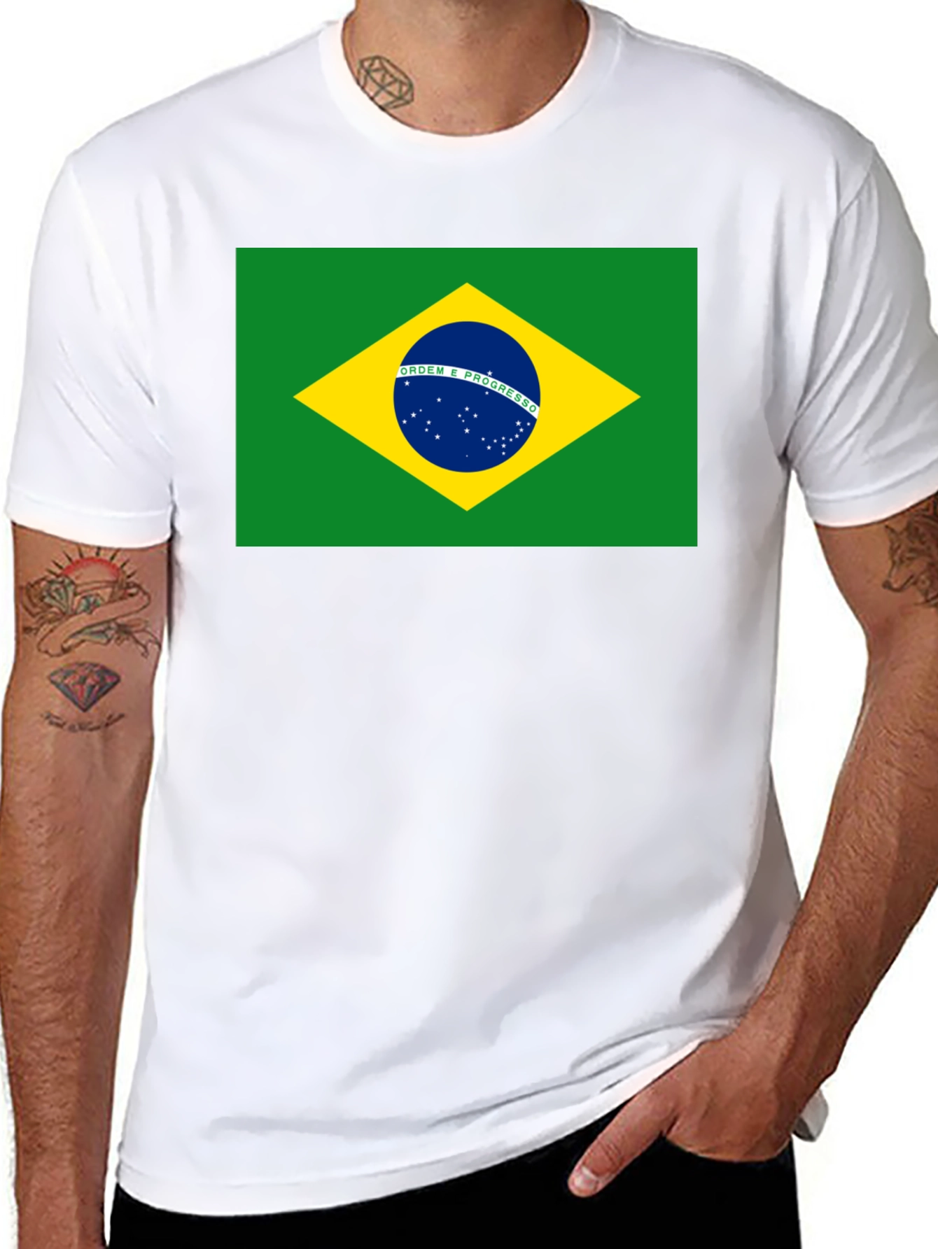 Brazil Flag T-Shirt - Black Cotton Tee