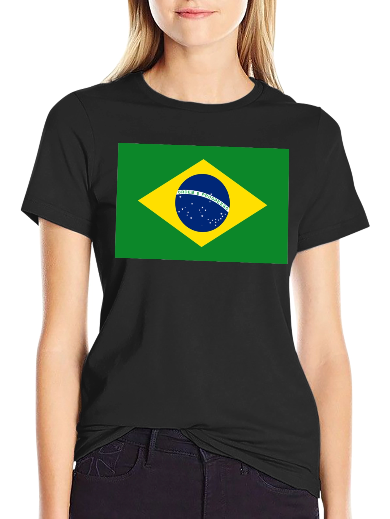 Brazil Flag T-Shirt - Black Cotton Tee