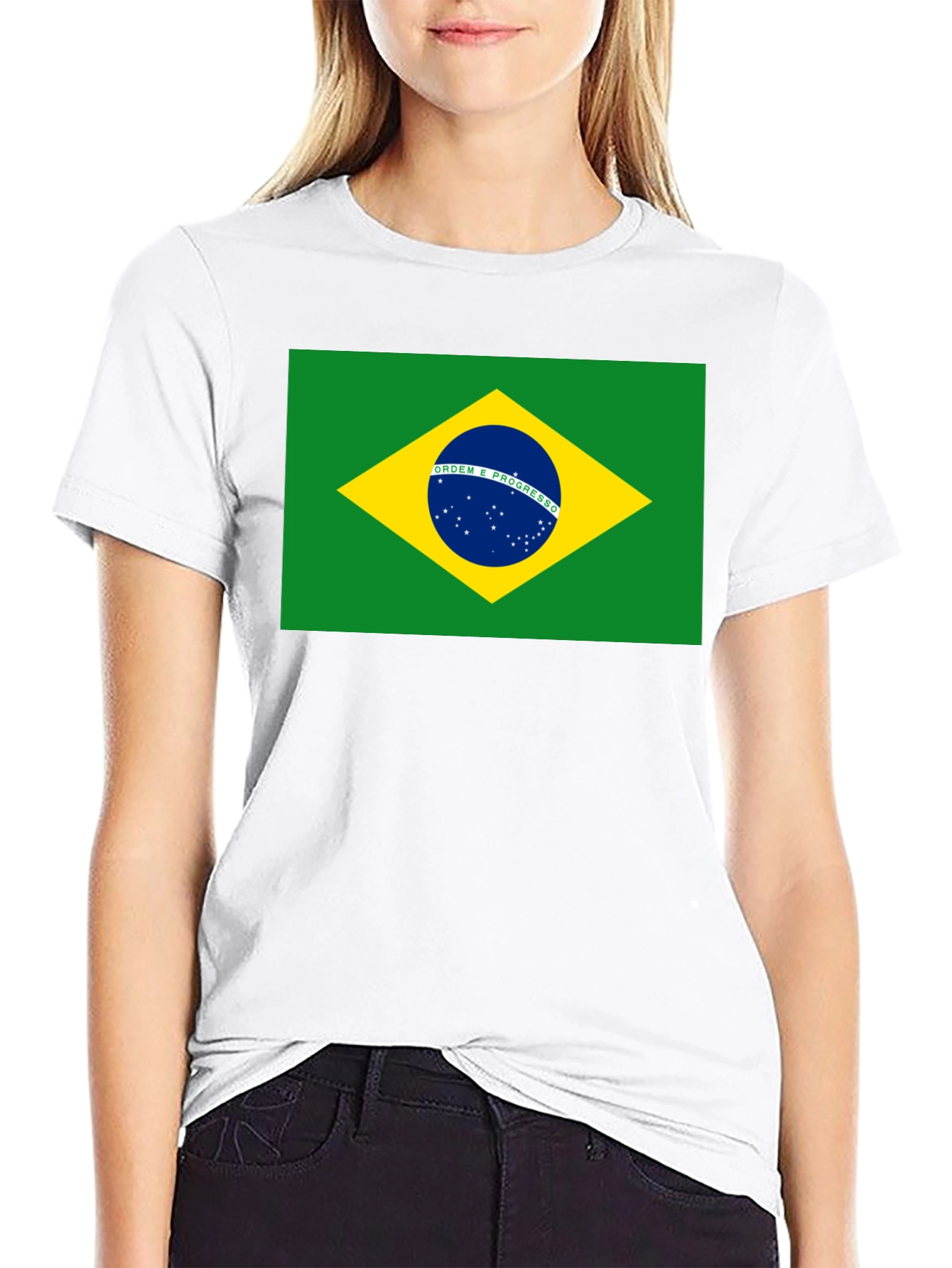 Brazil Flag T-Shirt - Black Cotton Tee