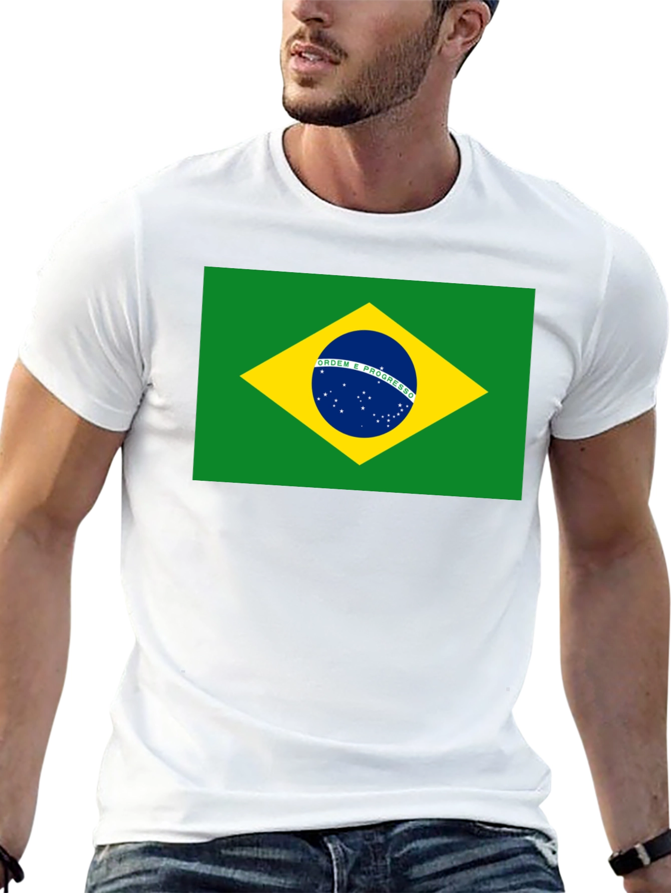 Brazil Flag T-Shirt - Black Cotton Tee