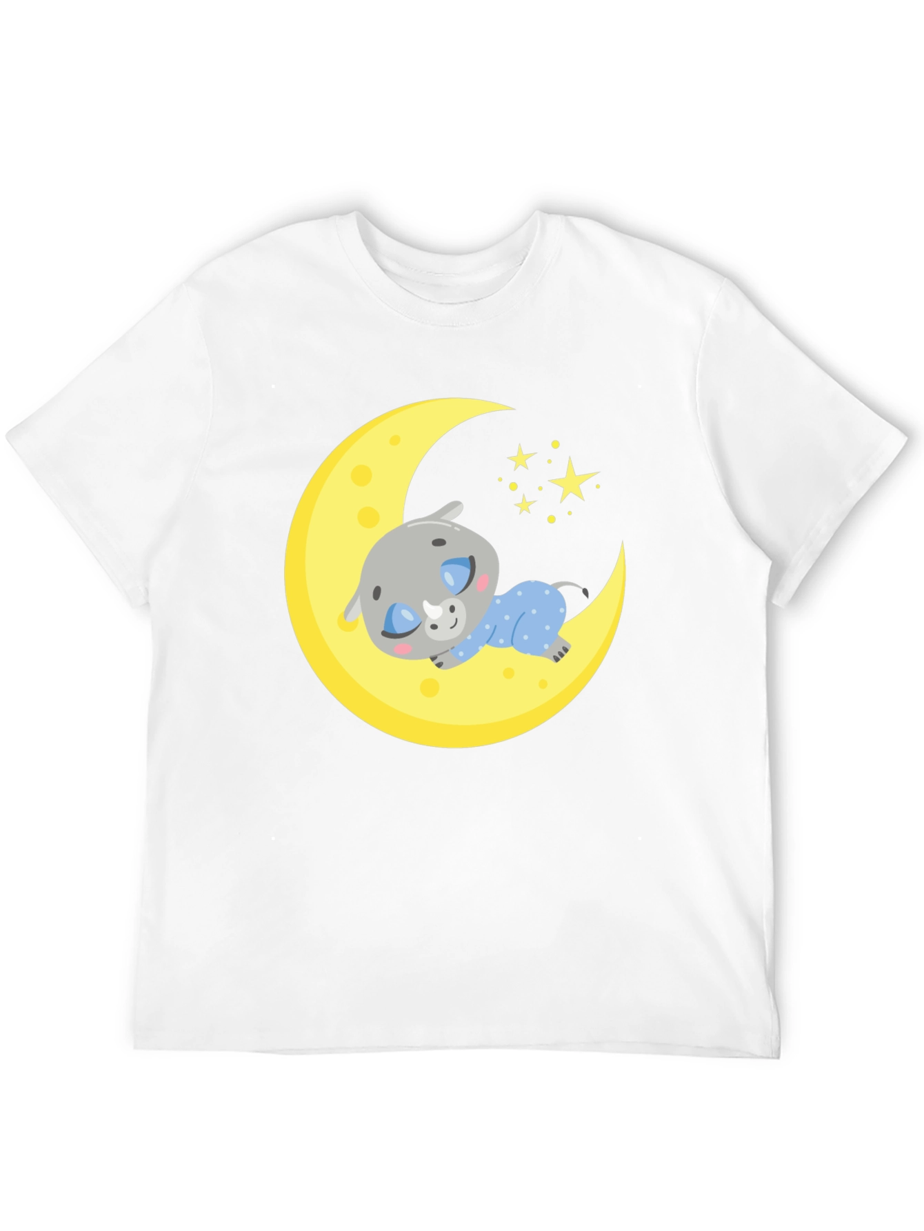Cute Sleeping Rhino on Moon T-Shirt