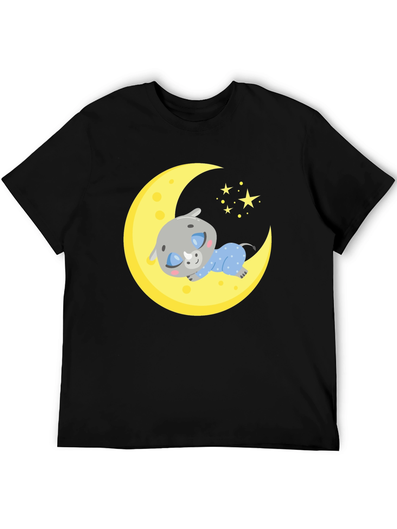 Cute Sleeping Rhino on Moon T-Shirt