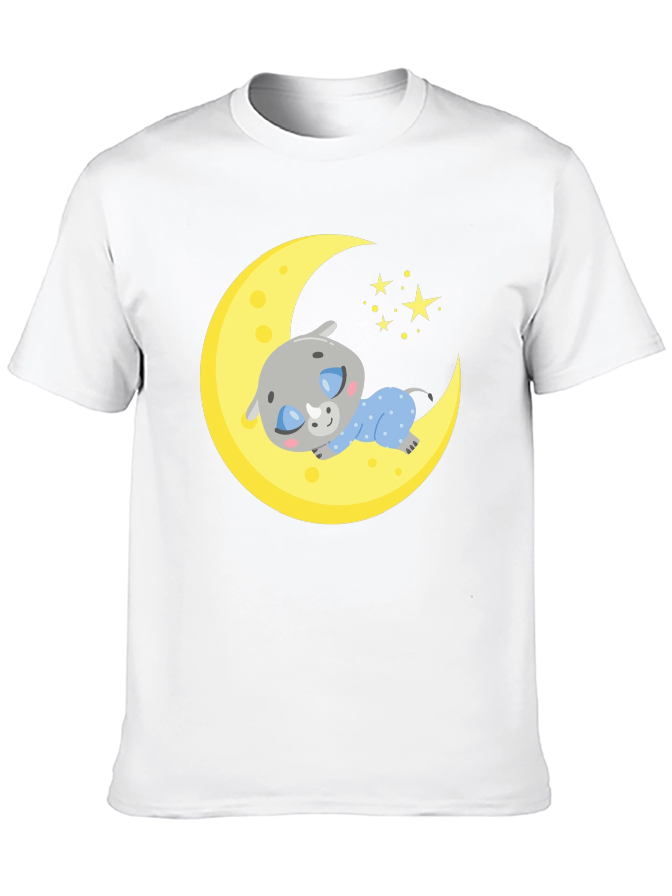 Cute Sleeping Rhino on Moon T-Shirt