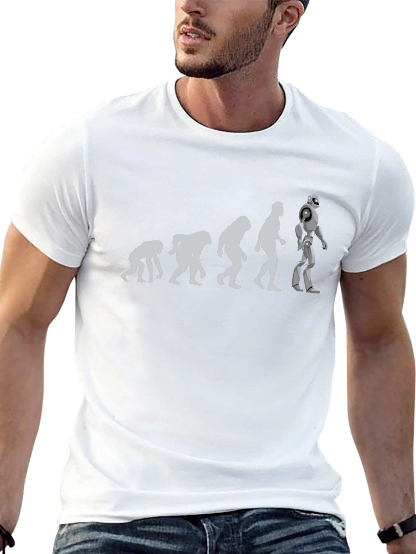 Evolution to Robot Black T-Shirt