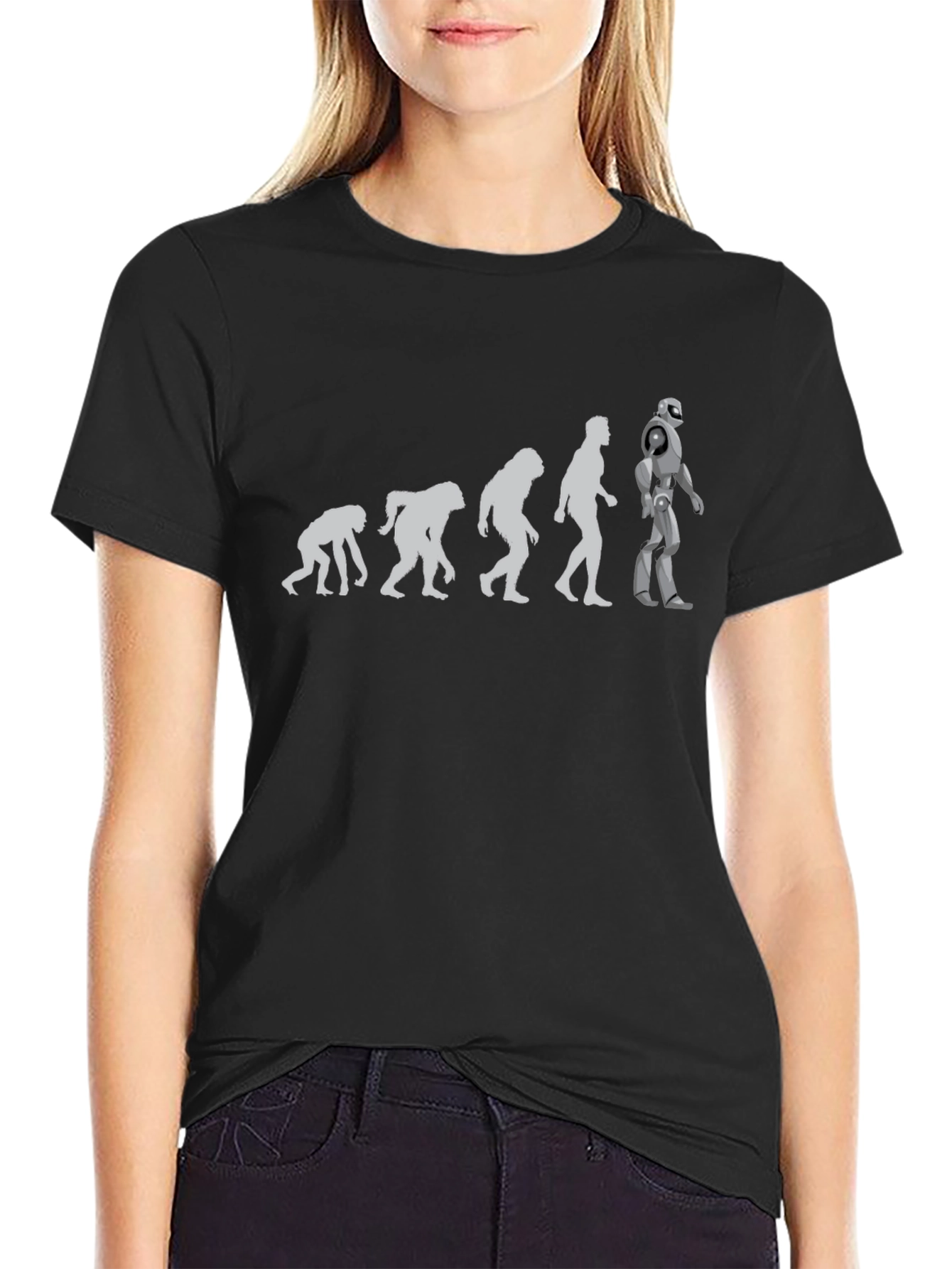 Evolution to Robot Black T-Shirt