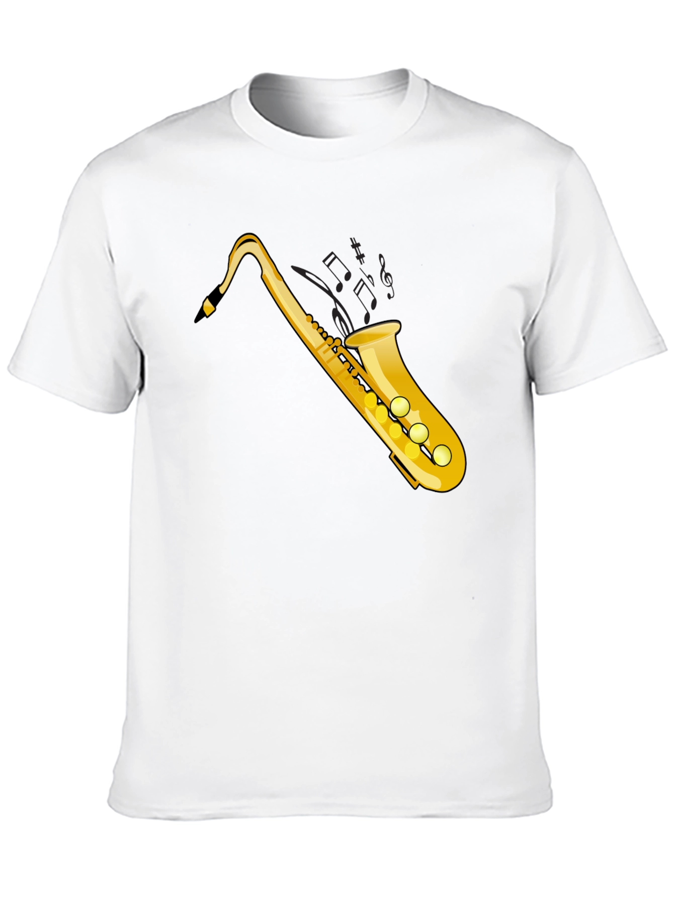 Saxophone Graphic Tee - Black Cotton T-Shirt