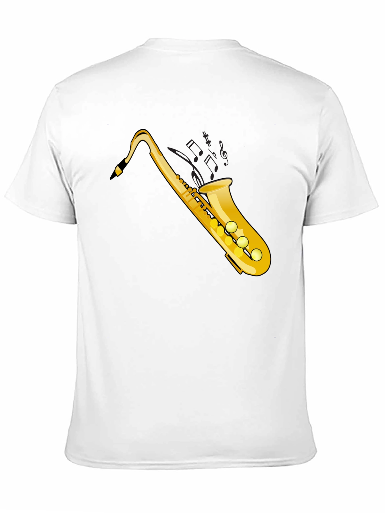 Saxophone Graphic Tee - Black Cotton T-Shirt