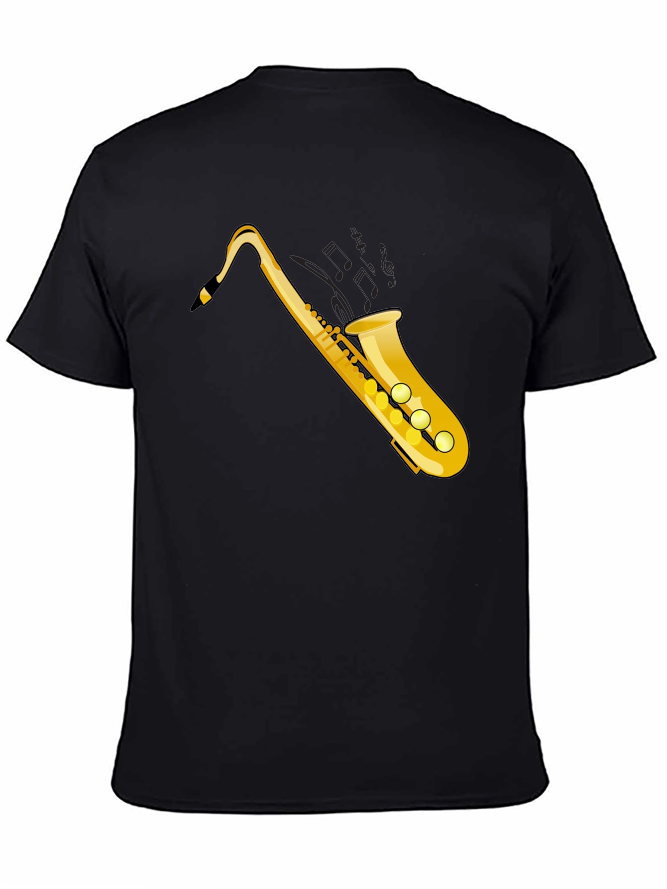 Saxophone Graphic Tee - Black Cotton T-Shirt