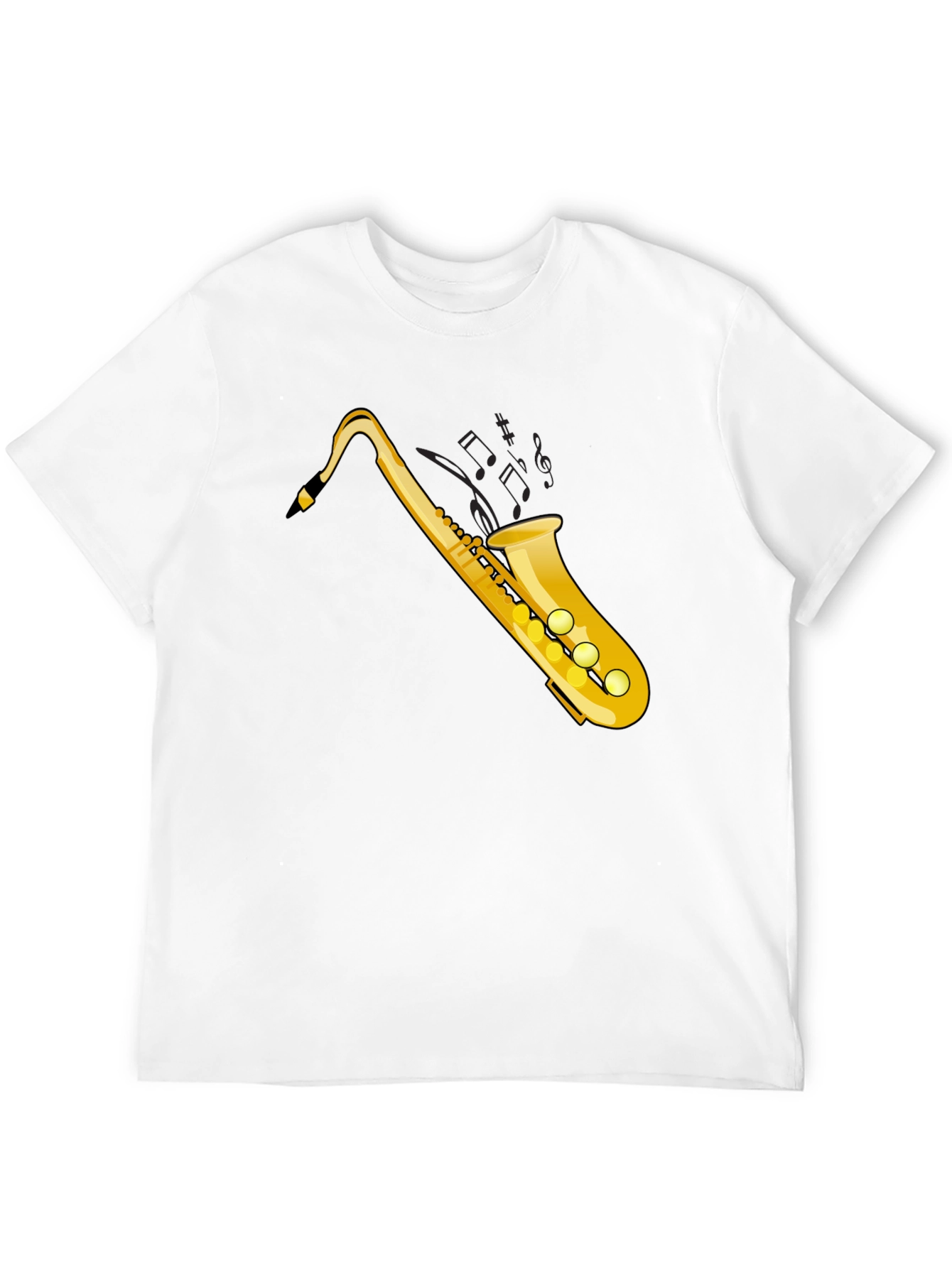 Saxophone Graphic Tee - Black Cotton T-Shirt