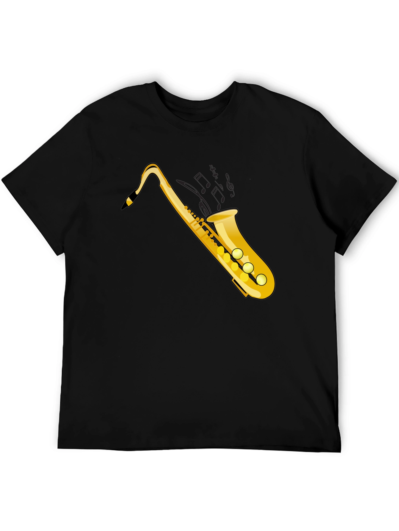 Saxophone Graphic Tee - Black Cotton T-Shirt