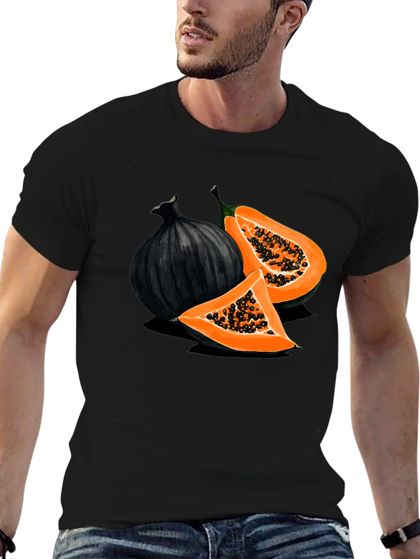 Papaya & Onion Graphic Black T-Shirt