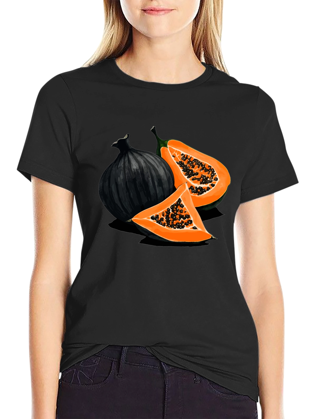 Papaya & Onion Graphic Black T-Shirt