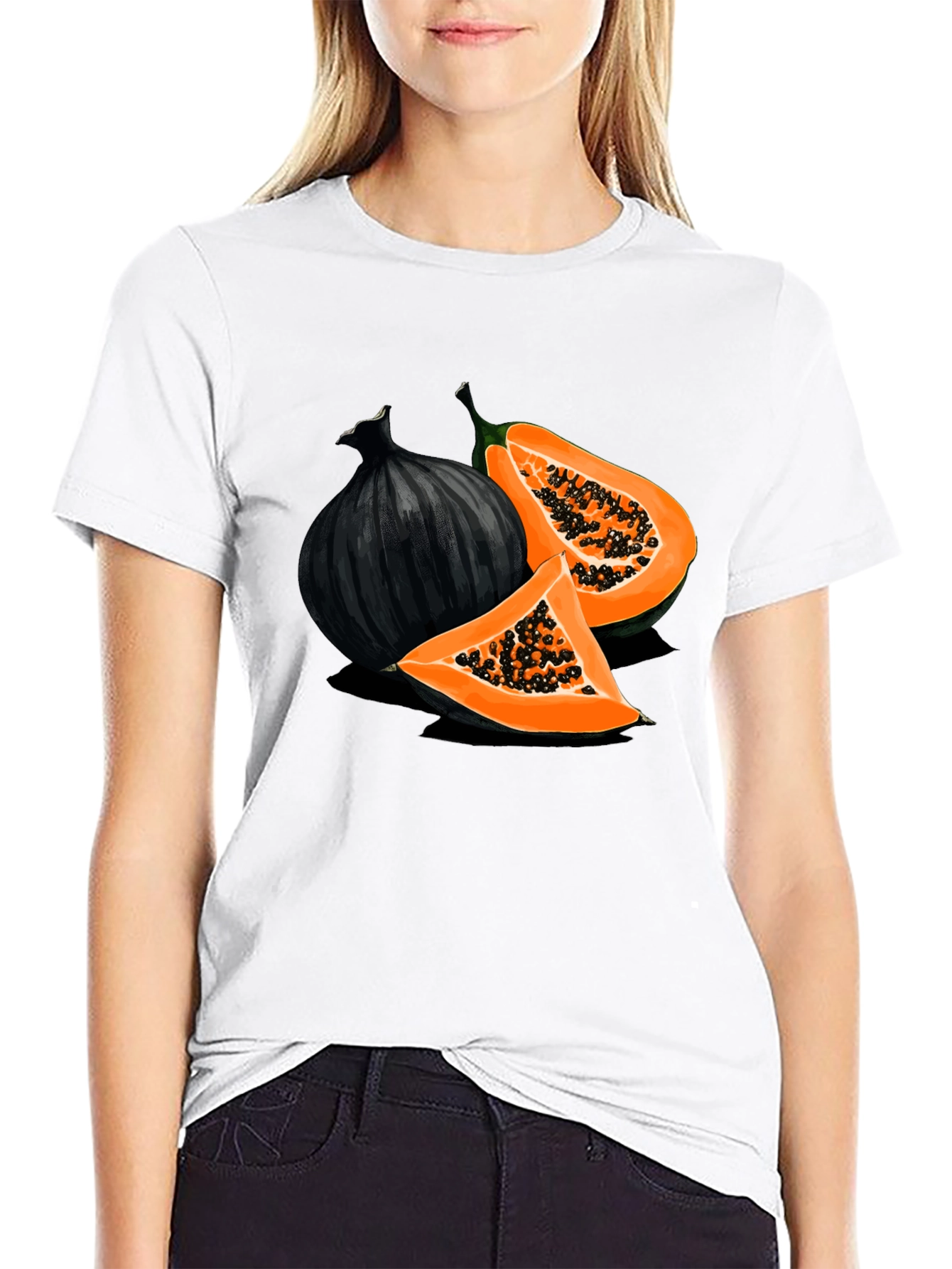 Papaya & Onion Graphic Black T-Shirt