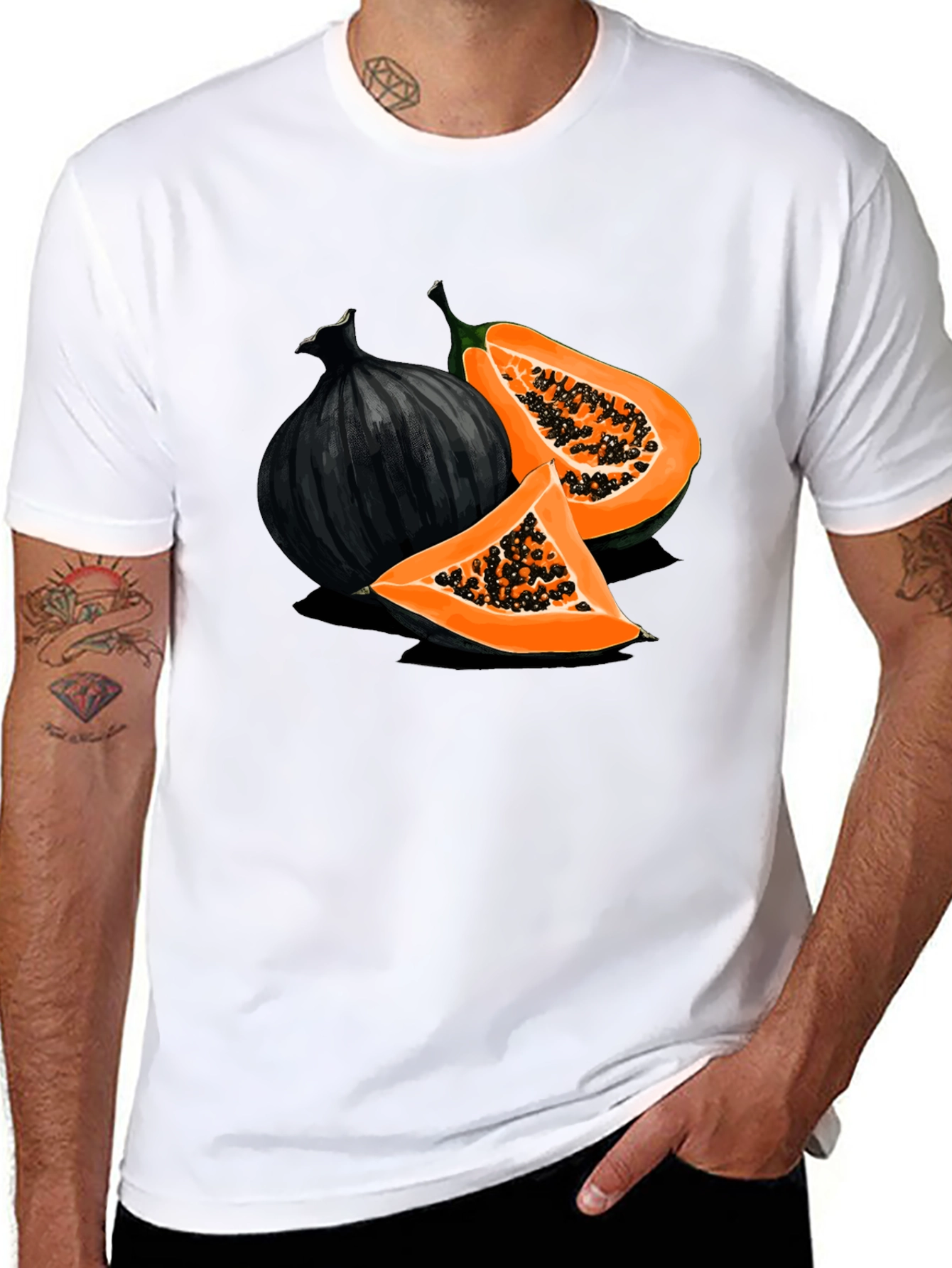 Papaya & Onion Graphic Black T-Shirt