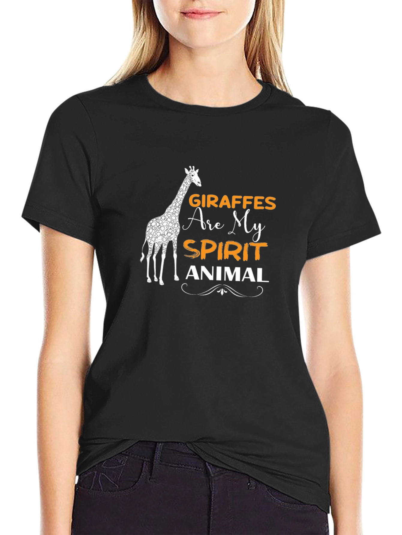 Giraffe Spirit Animal Graphic Tee - Black