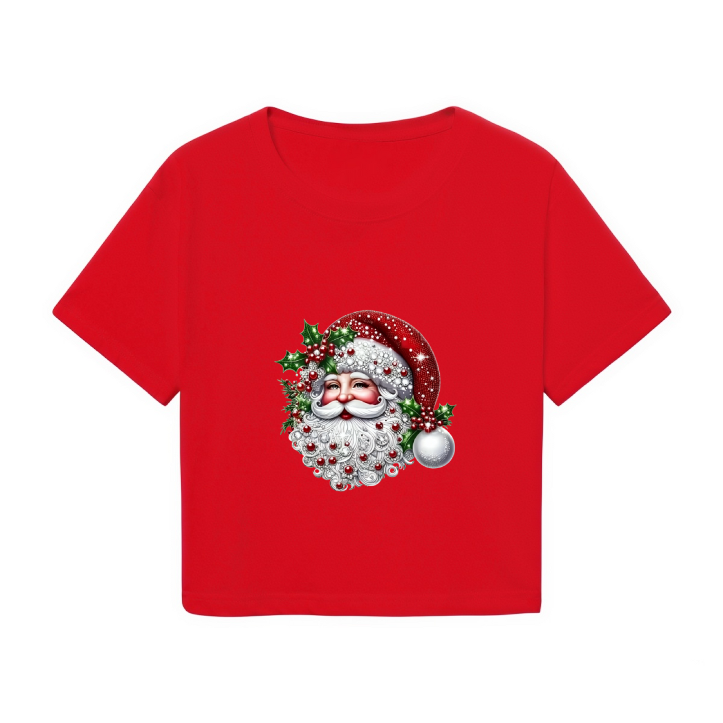 Vintage Classic Santa Claus Christmas Holiday Crop Tee
