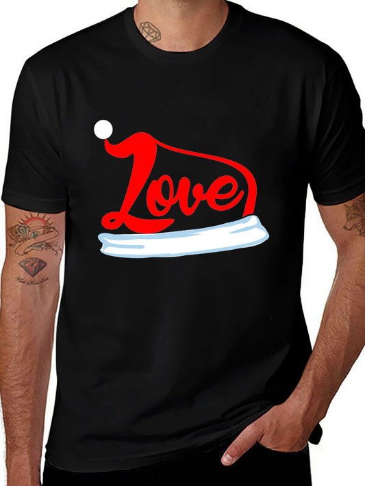 Love Santa Hat Graphic Tee - Holiday T-Shirt
